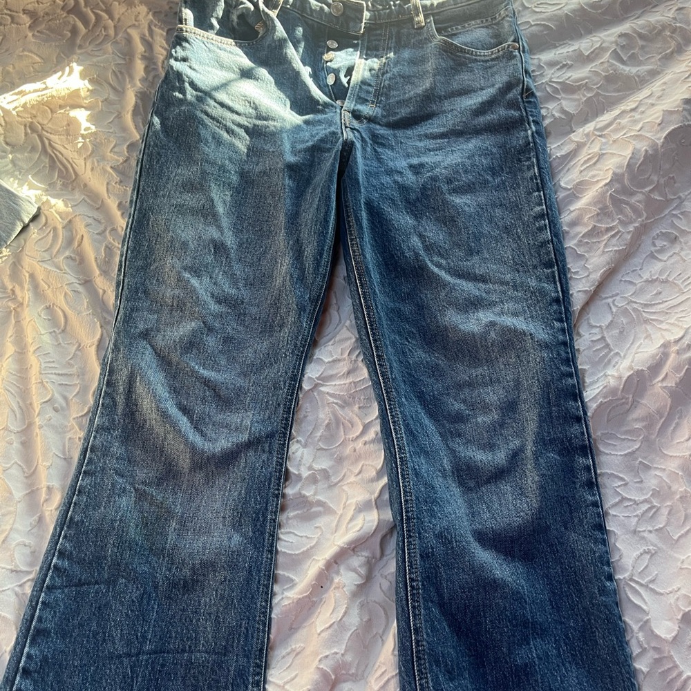 Free People Blue Ankle Cropped Jeans